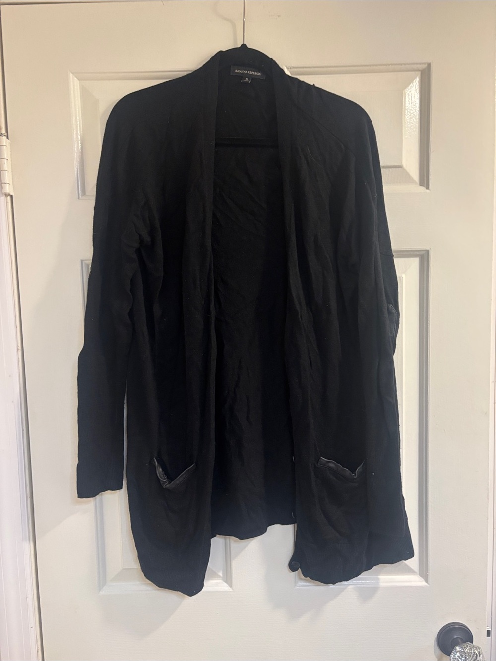 Banana Republic Black Open-Front Draped Cardigan Jacket